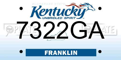 7322GA Kentucky License Plate