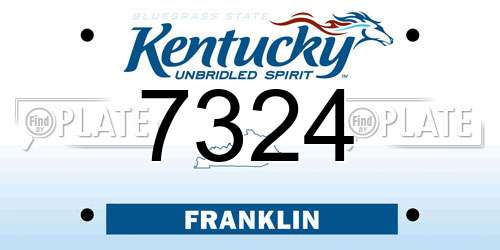 7324 Kentucky License Plate