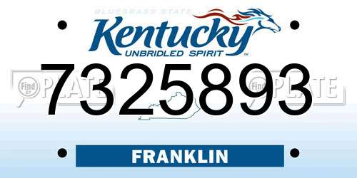 7325893 Kentucky License Plate