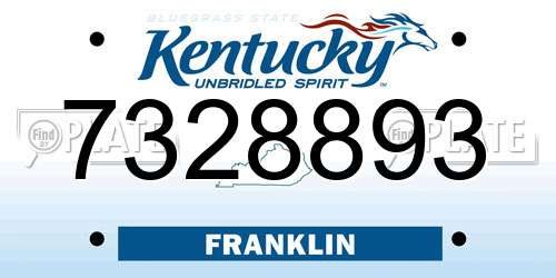 7328893 Kentucky License Plate