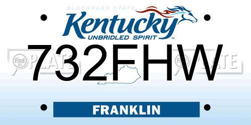 732FHW Kentucky License Plate