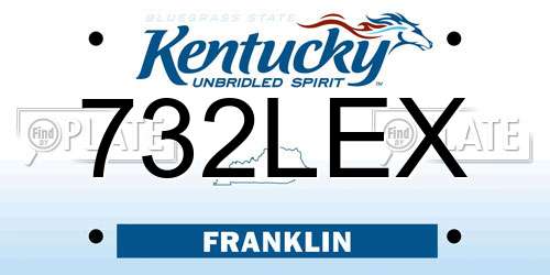 732LEX Kentucky License Plate