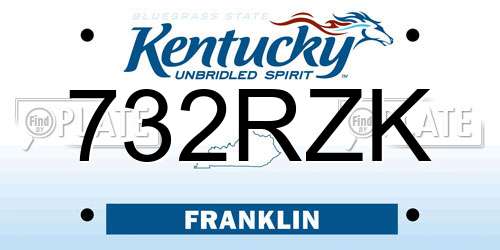 732RZK Kentucky License Plate