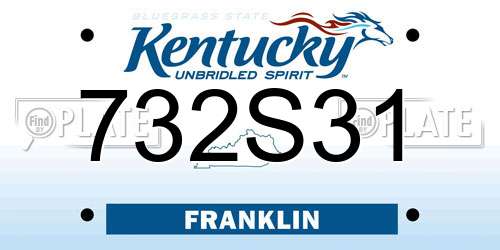 732S31 Kentucky License Plate