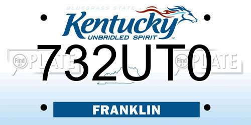 732UT0 Kentucky License Plate