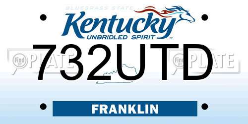 732UTD Kentucky License Plate