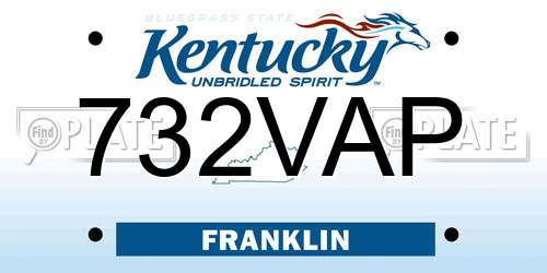 732VAP Kentucky License Plate