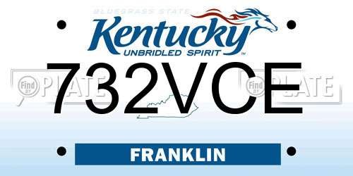 732VCE Kentucky License Plate