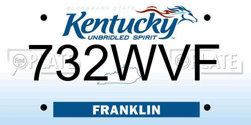 732WVF Kentucky License Plate