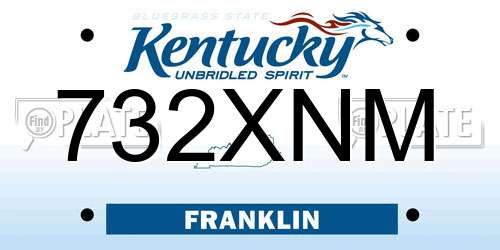 732XNM Kentucky License Plate