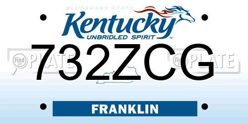 732ZCG Kentucky License Plate