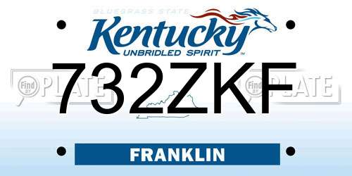 732ZKF Kentucky License Plate
