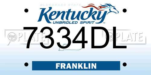 7334DL Kentucky License Plate