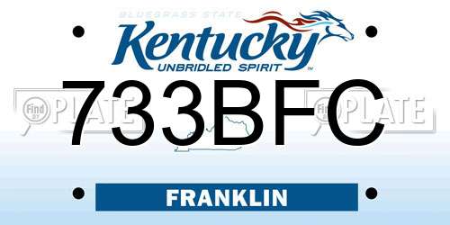 733BFC Kentucky License Plate