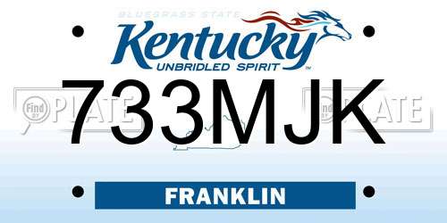 733MJK Kentucky License Plate
