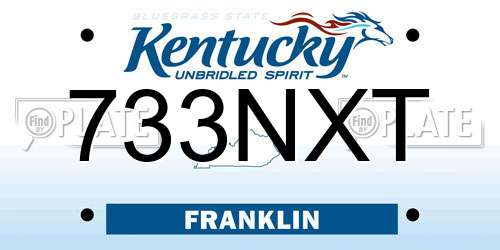 733NXT Kentucky License Plate
