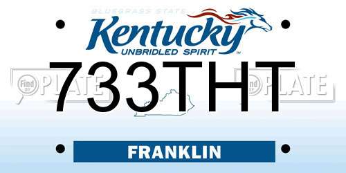 733THT Kentucky License Plate