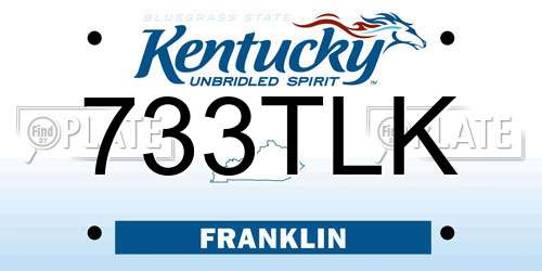 733TLK Kentucky License Plate