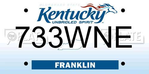 733WNE Kentucky License Plate