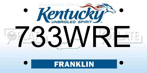 733WRE Kentucky License Plate