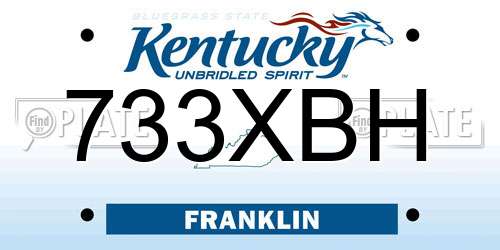 733XBH Kentucky License Plate
