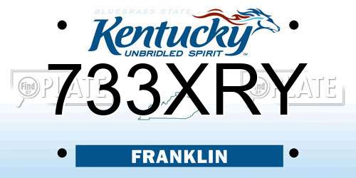 733XRY Kentucky License Plate