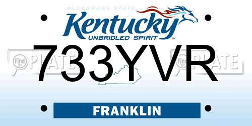 733YVR Kentucky License Plate