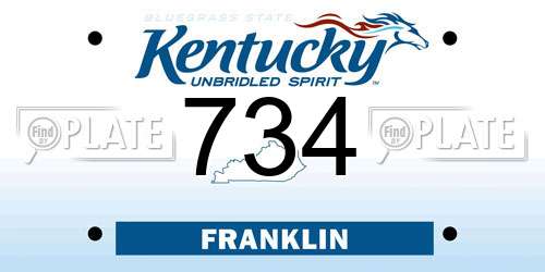 734 Kentucky License Plate