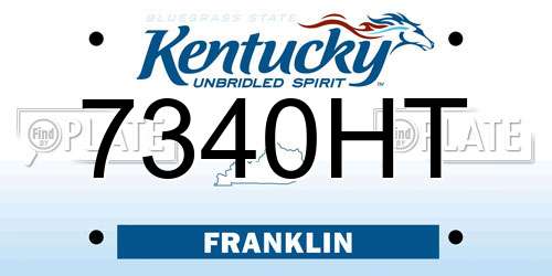 7340HT Kentucky License Plate