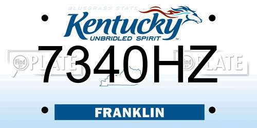 7340HZ Kentucky License Plate
