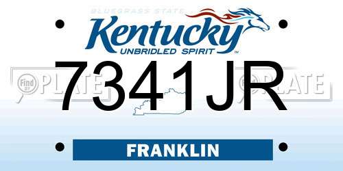 7341JR Kentucky License Plate