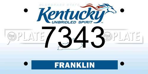 7343 Kentucky License Plate
