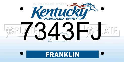7343FJ Kentucky License Plate