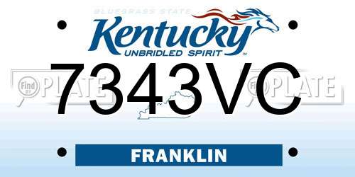 7343VC Kentucky License Plate