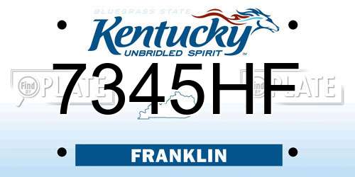7345HF Kentucky License Plate
