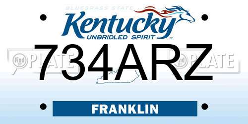 734ARZ Kentucky License Plate