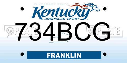 734BCG Kentucky License Plate
