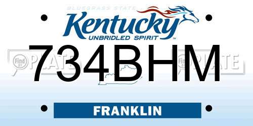 734BHM Kentucky License Plate