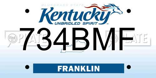 734BMF Kentucky License Plate