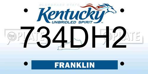 734DH2 Kentucky License Plate