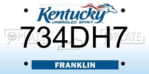734DH7 Kentucky License Plate