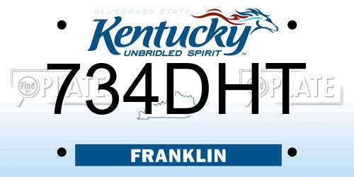 734DHT Kentucky License Plate
