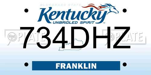 734DHZ Kentucky License Plate