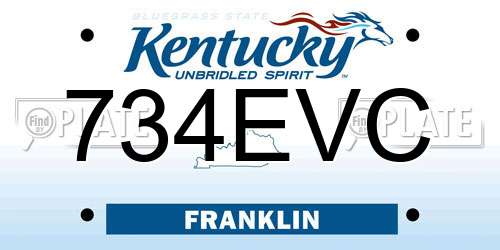 734EVC Kentucky License Plate