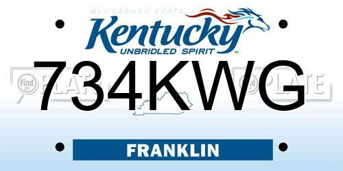 734KWG Kentucky License Plate