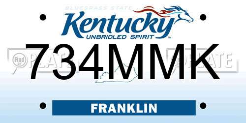 734MMK Kentucky License Plate