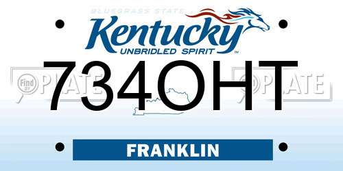 734OHT Kentucky License Plate