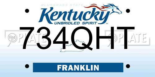 734QHT Kentucky License Plate