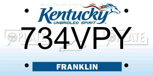 734VPY Kentucky License Plate