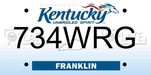 734WRG Kentucky License Plate